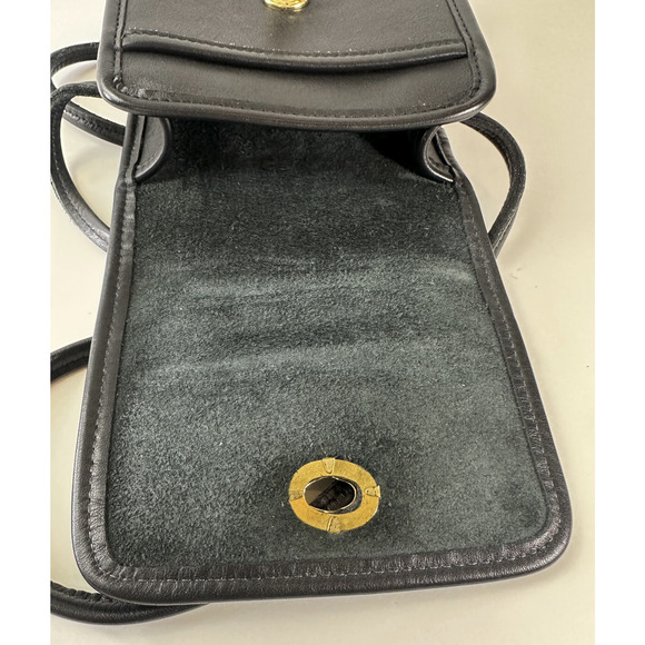 Vintage Coach Black Leather Scooter Flap Turnlock Closure Crossbody Bag 9893 - Picture 15 of 16